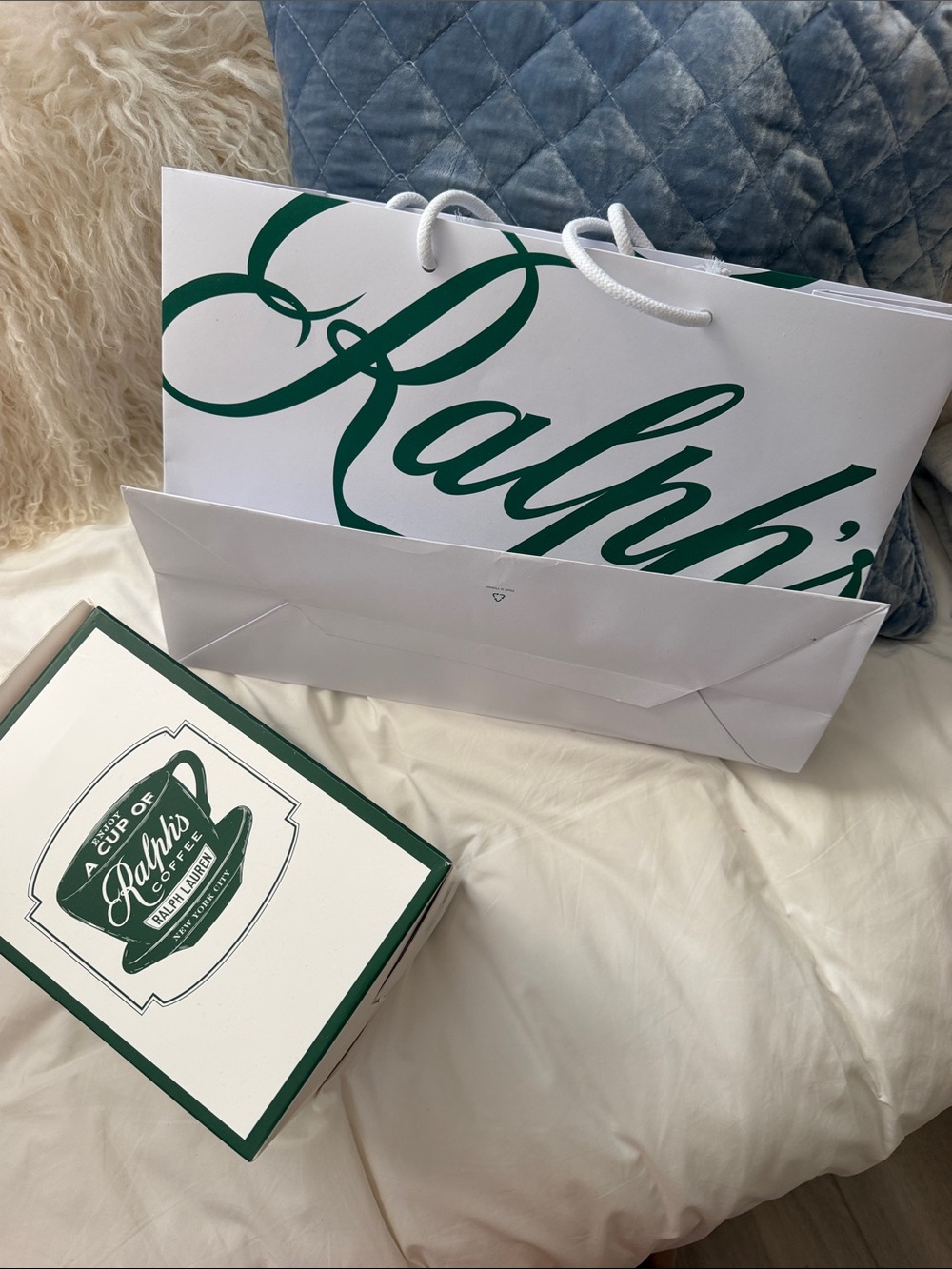 Ralph Lauren Ralph's Coffee Box in White and Dark Green and bag